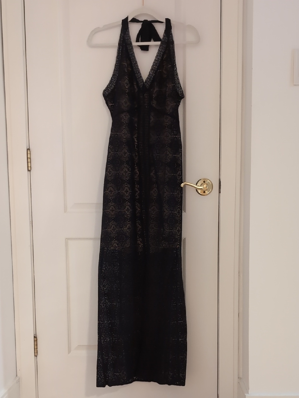Guess Black Lace V-Neck Maxi Dress - Picture 1 of 1